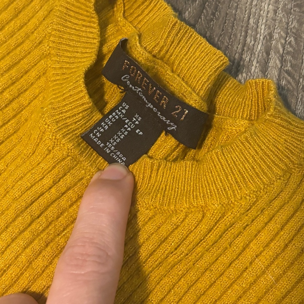 Forever 21 Yellow Fitted Ruffled Sweater - Picture 5 of 6